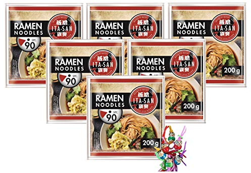 6er Pack - [ 6x 200g ] ITA-SAN Ramen Noodles Vorgekochte RAMEN Nudeln nach japanischer Art + ein kleines Glückspüppchen - Holzpüppchen