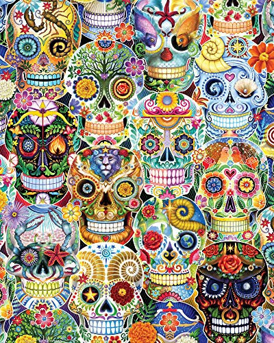 Vermont Christmas Company Day of The Dead (Sugar Skulls) Jigsaw Puzzle 1000 Piece - Large Format 24 x 30 - Randomly Shaped Pieces