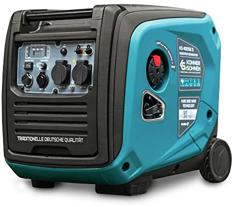 Generador inverter Könner&Söhnen KS 4000iE S, 4000W, generador electrico gasolina con pantalla LED 6 en 1, grupo electrogeno conarranque eléctrico, bobinado de cobre,Salida ATS, EURO V