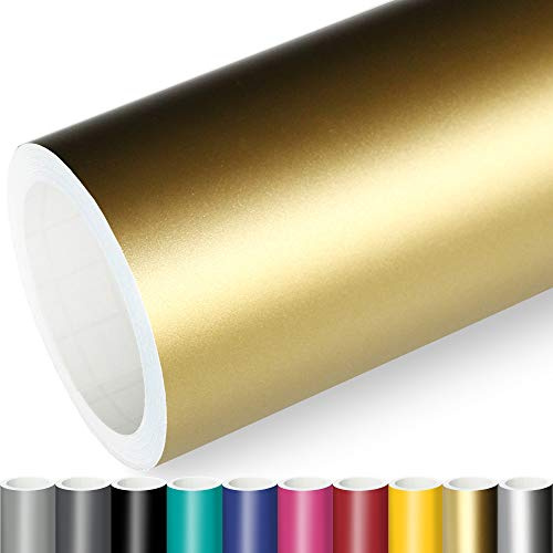 Actinium® Klebefolie 11€/m² Gold Matt | 5m x 0,31m selbstklebende matte Folie | Möbelfolie selbstklebend Küchenfolie Plotterfolie
