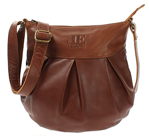LECONI kleine Schultertasche Damentasche Umhängetasche natur weiche Ledertasche Handtasche Damen Leder 29x30x3cm LE0070