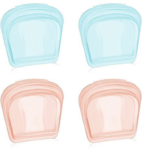 Nuenen 4 Pieces Small Portable Open Pill Pouch Silicone Medicine Pouch Bag Reusable Medicine Storage Pocket Clear Travel Pill Bag Resealable Organizer Pouches(Blue, Rose Gold)