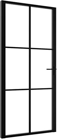 vidaXL Innentür mit Montagematerialien Industrie-Stil Wohnungstür Zimmertür Glastür Tür ESG Glas Aluminium 102,5x201,5cm Schwarz Aluminiumgriff