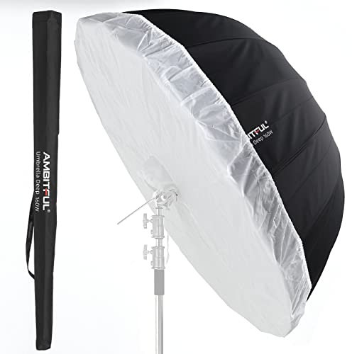 AMBITFUL UB-160W Parapluie parabolique réfléchissant de 157,5 cm, parapluie réfléchissant noir et blanc avec tissu de protection pour diffuseur (160 W)