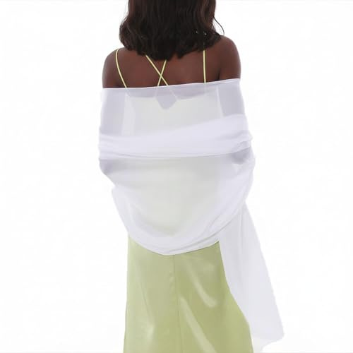 PIOYMEYA Sjal Sjal Dam Party Stolar Foulard Sjal Bröllop Elegant Lätt Pashmina Halsdukar Nattklänning, Vit, L