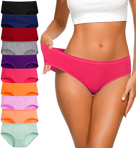 Eiggam Womens Underwear,Cotton Bikini Underwear for Women Soft Cool Ladies Underwear Hich-Cut Full Back Breathable Wicking Underwear Hipster Panties for Women Pack Sexy (size M)
