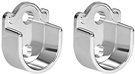 TA-VIGOR 2Pcs Wardrobe Closet Rod Bracket, U Shaped Zinc Alloy Shower Curtain Rod Pole End Supports Sockets Flange Holder Fit Rod Dia 19mm