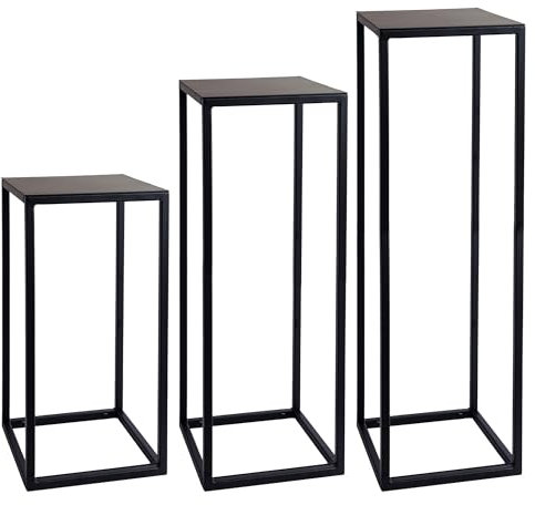 Natural Goods Berlin 1x Blumenständer Metall schwarz 70 cm / eckiger Deko Pflanzenständer / Blumenhocker Outdoor wetterfest, stabil & pflegeleicht - ideal als Blumenständer für Draußen & Innen