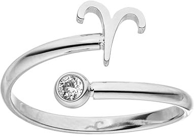 Purelei® Sternzeichen Ring Widder (Silber) – Wasserfester Damenring aus langlebigem Edelstahl – Verstellbare Ringe von Größe 50 bis 60 – Modeschmuck für deinen individuellen Look