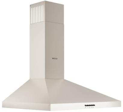 Wiggo A630P - Cappa aspirante 60 cm, 680 m³/h, per cucine grandi, 3 livelli, classe A, 2 filtri a carbone, colore: crema