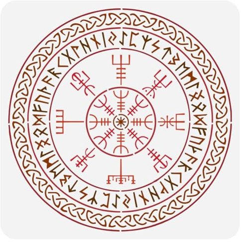 FINGERINSPIRE Malschablone Wikinger Heidnische Runensymbole 30x30 cm Malschablone Wikinger Runen Wiederverwendbar Wikinger Thema Kunststoffschablone Zum Malen An Wänden Holzmöbeln Heimdekoration