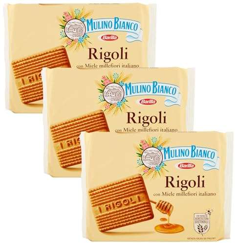 Mulino Bianco Biscotti Frollini Rigoli con Miele Italiano, Perfetti per la Colazione- 800 g (Confezione da 3)