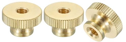 sourcing map Knurled Thumb Nuts, 3Pcs M6 x D20mm x H12mm Brass High Head Through Hole with Collar High Head Through Hole Round Knobs Fasteners for 3D Printer Parts, Machine Tools