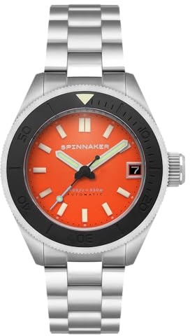 Spinnaker Piccard Herrenuhr 45 mm Automatik mit Edelstahlarmband SP-5098, Orange Mandarine, Piccard automatisch