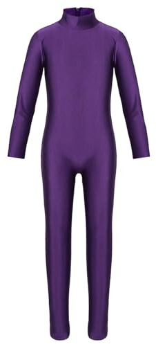 Miaeowve Turnanzug Mädchen Langarm Ganzkörper Voltigieranzug Langarm Tanzanzug Turnen Ganzkörperanzug Stehkragen Trikotanzug Leotard Dancewear