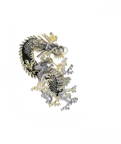 XDNHD 29 x 16 cm, 2 Stück Drachen-Stickerei-Aufnäher für Kleidung, Größe L, Applikation, Stickerei-Flicken mit Tiger, Löwe, für Kleidung, Jacken, Jeans, 2 Stück