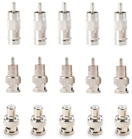 BNC to RCA Plug Connectors, 5X BNC Male to RCA Male,5X BNC Female to RCA Male,5X BNC Male to RCA Female Coaxial Cable Connectors Assortment Kit