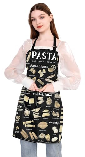 PLITI Pasta Chef Apron Italian Pasta Lover Gift Spaghetti Gift Pasta Shapes Themed Gift Pasta Varieties & Shapes Guide Apron