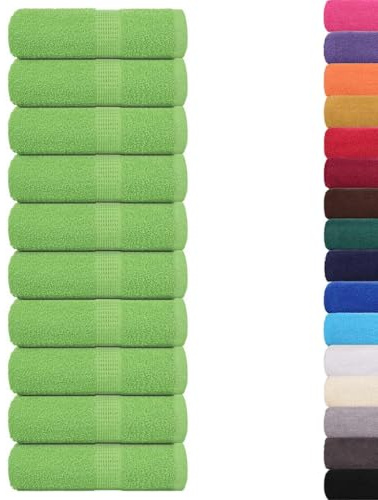 vidaXL Serviettes d'invité FROGN 10pcs Vert Pomme 30x50cm 360g/m² 100% Coton, Serviette, Serviette de Visage, Ensemble de Serviettes de Bain