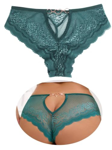 comeondear Thong Dam Spets Sexiga Brasilianska Trosor Stor Storlek Sexiga Stringtrosor för Kvinnor Låg Midja Trosor Transparent Slip Brasiliansk Sexiga Underkläder, grön, L