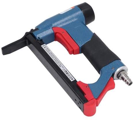Pneumatic Staple Gun for 1/4 to 5/8 Inch Staple 140 Staple Loading Capacity Non Slip Handle 2 Inch Extended Nozzle Safety Switch for Woodworking Furniture Maintenance