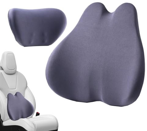 Car Headrest and Lumbar Cushion Set, Car Headrest and Lumbar Support Pillow | Car Neck Cushion & Lumbar Headrest for Car | Ergonomic Car Neck Pillow & Kit