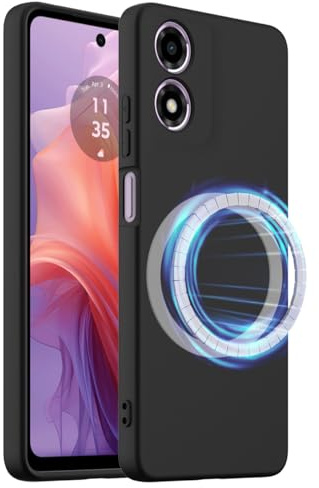 BRAND SET Funda Magnética para Motorola Moto E40 Compatible con mag-Safe, Tacto Suave con Forro de Microfibra Carcasa Protectora Silicona para Moto E40 Case (Negro Intenso)