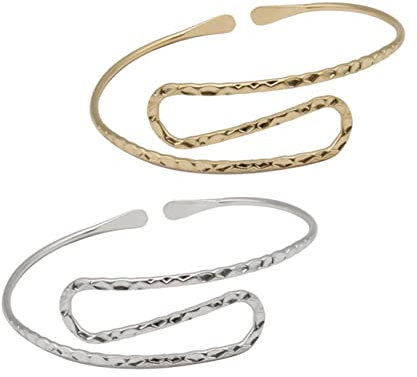 Beaupretty 2Stücke Wellenarmband Damen Offenes Armreif Schmuck für Geometrisches Design Hochzeiten Partys Halloween Besondere Anlässe