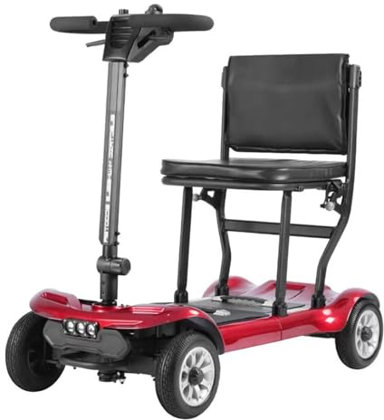 Scooter Lightweight Scooter Folding Mobility Mobility Scooters for Adults 20KM Range 4 Wheel Electric Wheelchair Device for Seniors Adults Handicapped Elderly Red,13.2A