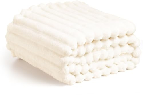 Bibykivn Kuscheldecke Flauschig – Weiche Fleecedecke als Sofadecke & Tagesdecke, Kuschelige Überwurfdecke für Sofa, Bett & Sessel – Flauschige Wohndecke für Zuhause (Weiß, 200x230 cm)