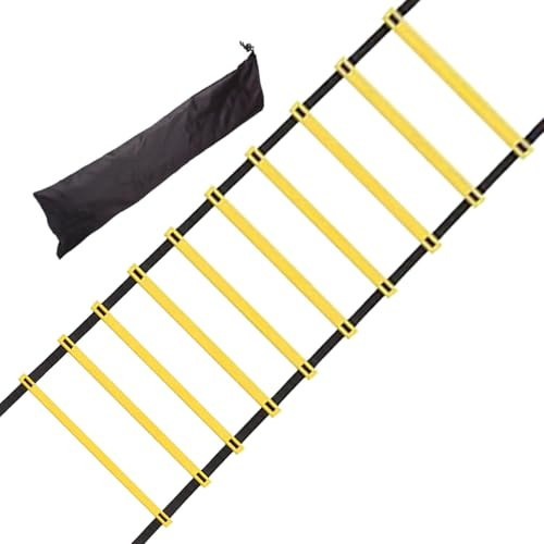 Genérico Beweglichkeitsleiter für das Training: Geschwindigkeits- und Koordinationsleiter mit 10 Sprossen, 5 m Länge, inklusive Tragetasche, einfache Lagerung und schnelle Konfiguration