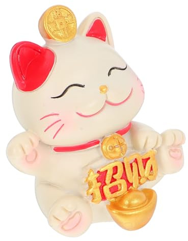 STOBAZA Statua in Miniatura Di Gatto Portafortuna Statuetta in Resina Braccio Che Ondeggia Scultura Fengshui Per Ufficio Casa Scrivania e Cruscotto Auto