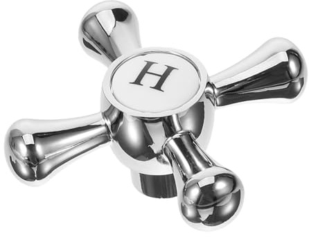 Toddmomy Zinc Alloy Silver Faucet Handle for Kitchen Sink Tap | Cross Style, Hot Water Valve Use, Easy Install, Sturdy Build, Lavatory Spares