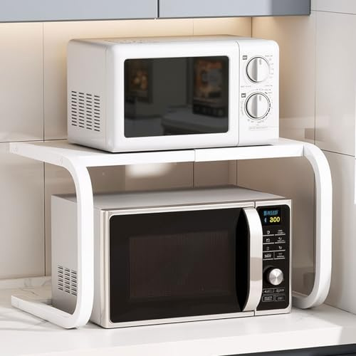 Blissbuilt Fixed Microwave Oven Rack,Kitchen Countertop Over Microwave Stand Shelf Unit,Kitchen Worktop Organiser For Air Fryer,Space Saving Standing Baker Racks