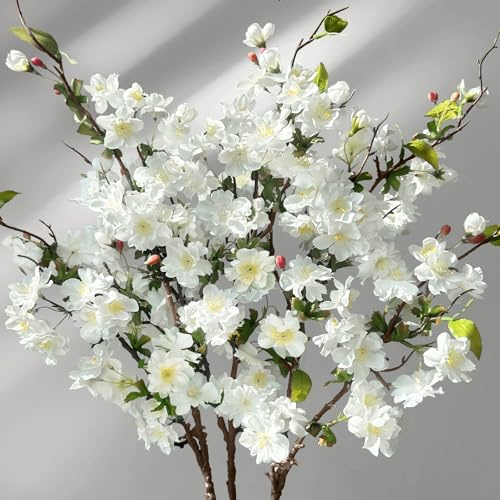 ROLLWAY Lot de 3 branches de cerisier artificielles décoratives de 80 cm - Fleurs de cerisier roses - Branches de cerisier artificielles - Branches de cerisier - Fleurs de magnolia - Fleurs de