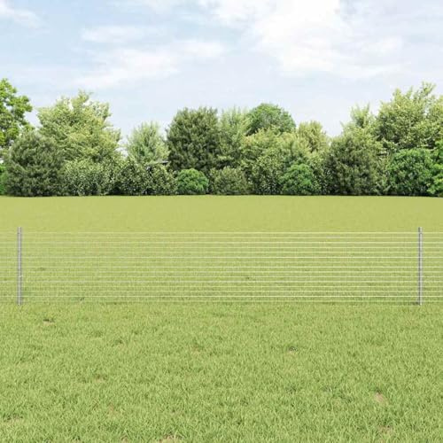 Gartenzaunelemente,Zaun mit Pfosten Silber 0,4 x 10 m Stahl,Staketenzaun für Camping und Teich