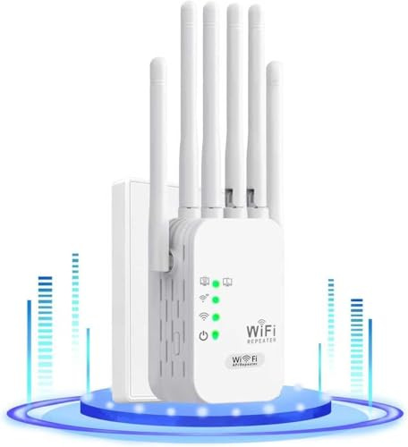 2026 WiFi Extender, WiFi Booster, 6 Powerful Antennas Covers 5500 Sq.Ft and 38 Devices, Internet Booster - 2 Gigabit LAN ports, Quick Setup, Home Wireless Signal Booster, UK Plug