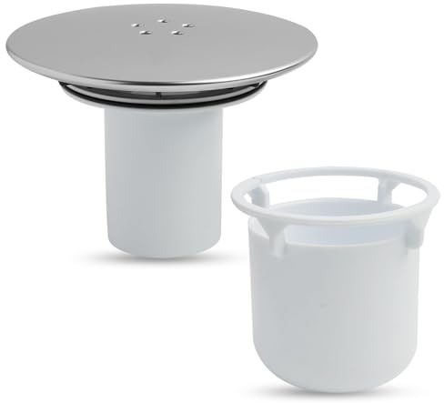 Coperchio per piletta per doccia, tappo di scarico per doccia, 90 mm / 115 mm, cromato, chiusura antiodore, colore: bianco