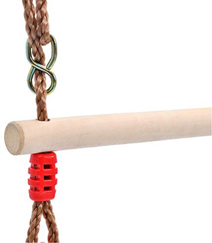 TIKATARER Verstellbare Trapez-Schaukelstange, Set mit Turnringen aus Holz, 1,2–1,9 M Langes Seil mit 45 cm Langer Holzstange, Ideal für und Erwachsene, Indoor-Outdoor-Gymnastik, Krafttraining (Wie