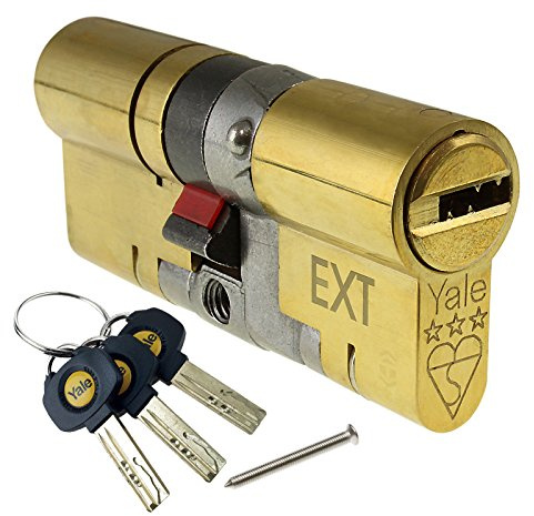 Yale P-YS3-4555B Anti-Snap 3 Sterne Euro Doppelzylinder, hohe Sicherheit, 45:55 (100 mm), Messing-Finish