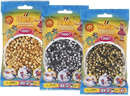 Kiids Midi Bügelperlen-Set Gold/Silber/Bronze je 1000 Stück