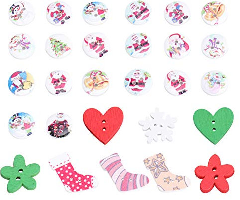 rosenice Holz Knöpfe Satz von Gemischte DIY Scrapbooking knöpfe für Weihnachten Dekoration (Weihnachten)