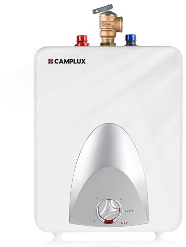 CAMPLUX Electric Mini Tank Water Heater 2.5 Gallons (ME25), Eliminate Time for Hot Water - Shelf, Wall or Floor Mounted, UL Listed
