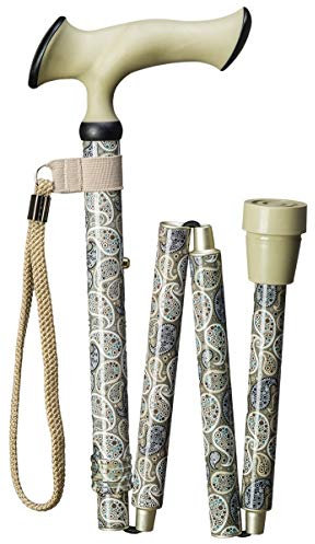 Stock-Fachmann® Faltbarer Gehstock SUPER-Soft Escort-Ergonomic FALTSOCK Paisley Mit Handschlaufe 5-Fach Höhenverstellbar Von 85-95cm Eigengewicht 420g Belastbar Bis 100kg