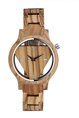 MICGIGI Reloj de pulsera analógico de cuarzo con esfera de madera de bambú y cebra para hombre y mujer con correa de madera ajustable, pulsera