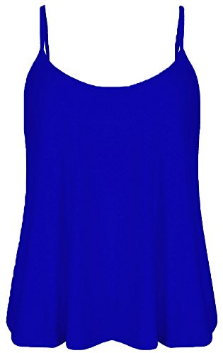 Candid Styles Womens Cami Top Sleeveless Swing Vest Blouse Camisole Strappy Flared Skater Tank T-Shirt 8-26 12-14, Royal Blue