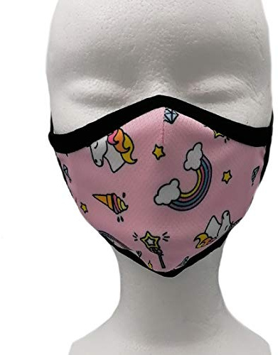 Ypm Mascherina Unicorni, Lavabile, in Tessuto 3 Strati, Made in Italy, Filtrante, Idrorepellente, con 1 Filtro Monouso. Misura bambini.