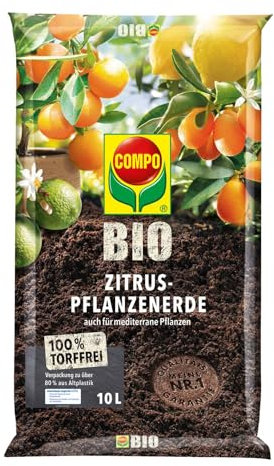 COMPO BIO Zitruspflanzenerde, Erde auch für mediterrane Pflanzen geeignet, Torffrei, 10 Liter, Unzutreffend