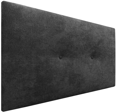 DHOME Kunstleder oder Acualine Stoff Kopfteil einfarbig mit Knöpfen gepolstert HIGH Range Luxus Bett Kopfteil Modernes Schlafzimmer Polsterung (Stoff Schwarz, 90x50cm (Betten 80/90))
