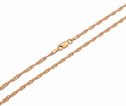 Kauf-mich-weg Singapurkette 925 Sterling Silber rose vergoldet 2,4mm breit Länge wählbar 45 50 55 60 cm Silberkette Halskette Kette Rosé Damen